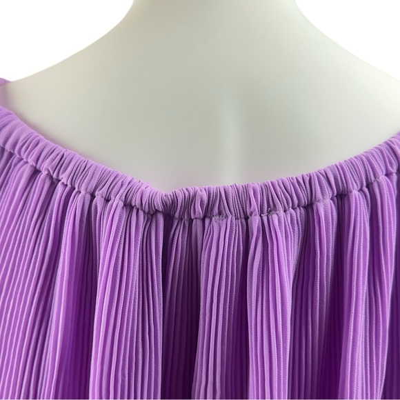 Women's Purple Pleated Blouse - Picture 9 of 11